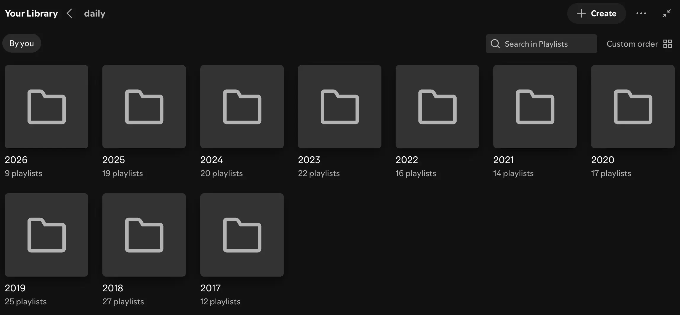 all Spotify playlist folders (2017-present)
