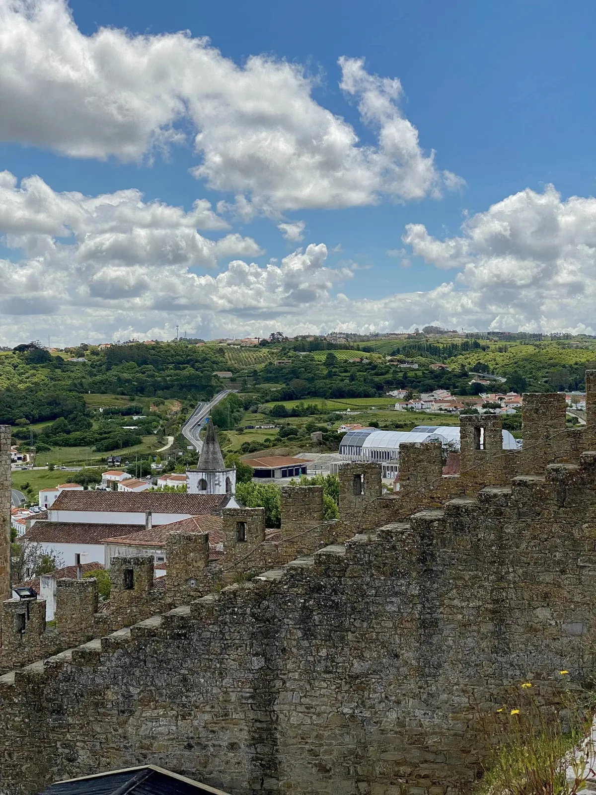walking along Óbidos castle walls