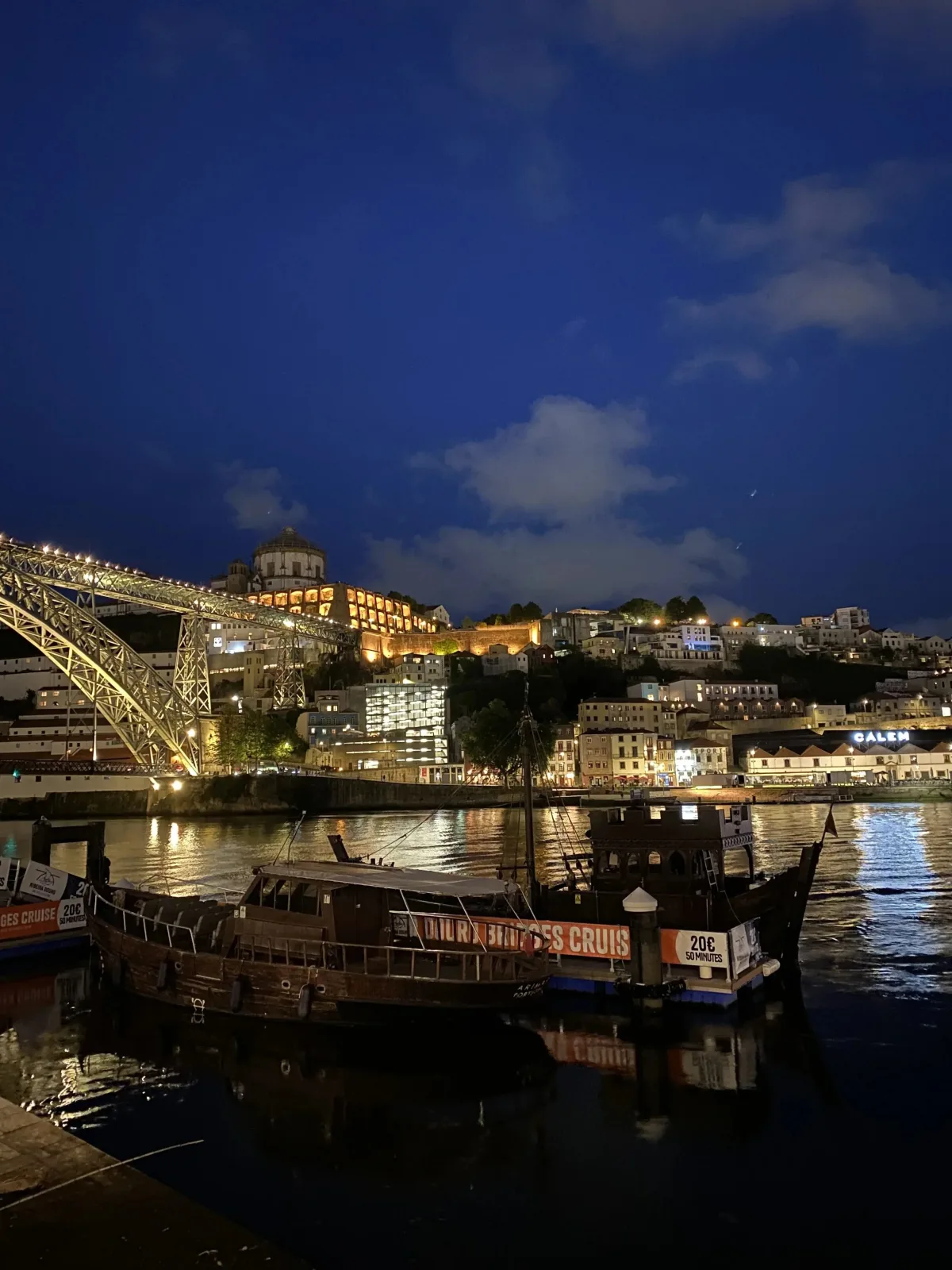 Cais da Ribeira at night
